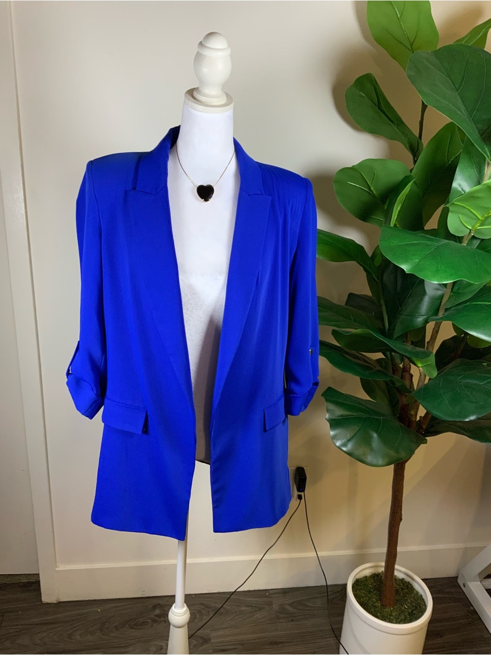 Zara Cobalt Blue Open-Front Blazer